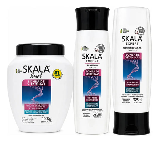 Kit Shampoo Acond Skala Bomba Vitaminas Acido Hialuronico