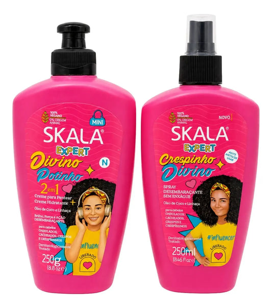 Kit Skala Kids Rizos Crema Tratamiento Spray Desenredante