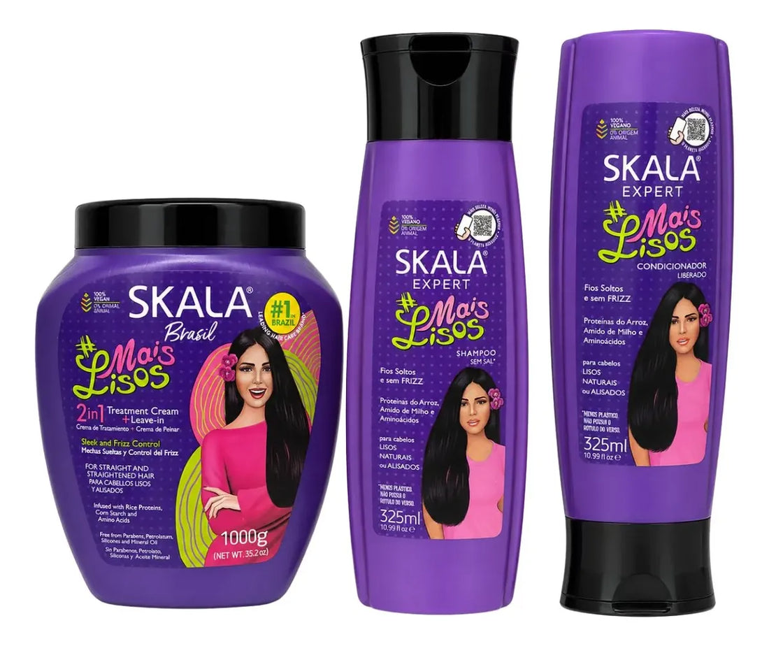 Kit Skala Mais Lisos Cabello Liso 3 Pzas Shampoo Acond