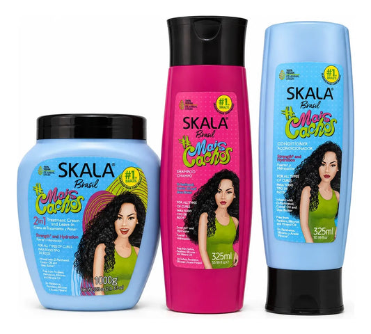 Kit Skala Mais Cachos Shampoo Acond Crema Cabello Rizado